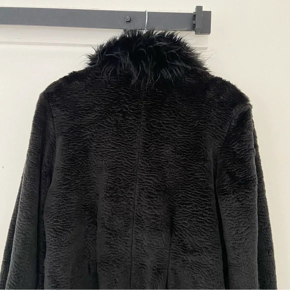 Vtg Maralyce Ferree Coat Women's Medium Faux Fur Black Boho Fairy Grunge Goth - Picture 10 of 13
